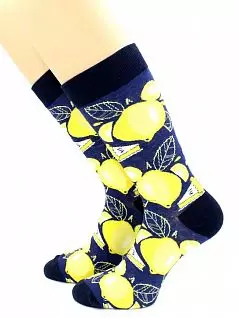 Всесезонные носки с принтом "Лимоны" темно-синего цвета Hobby Line 45952